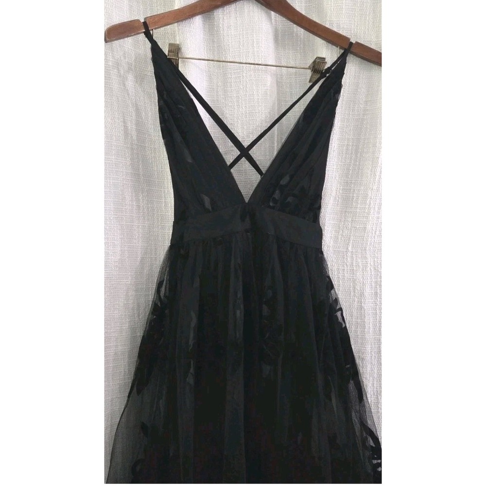 Windsor Morgan Flocked Velvet A-Line Formal Dress Black NWT Size Small